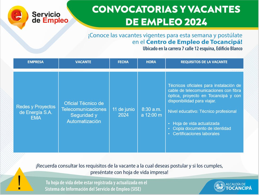 Convocatoria Alcaldía De Tocancipá 7480